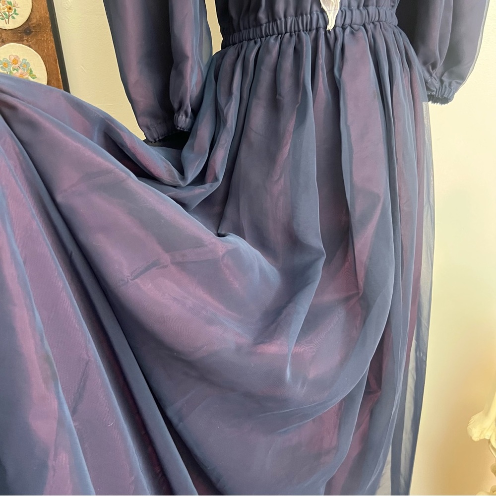 1970s Chiffon Sailor Style Formal Maxi Dress - Picture 5 of 8